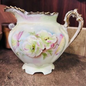 Lefton wild rose porcelain pitcher vase